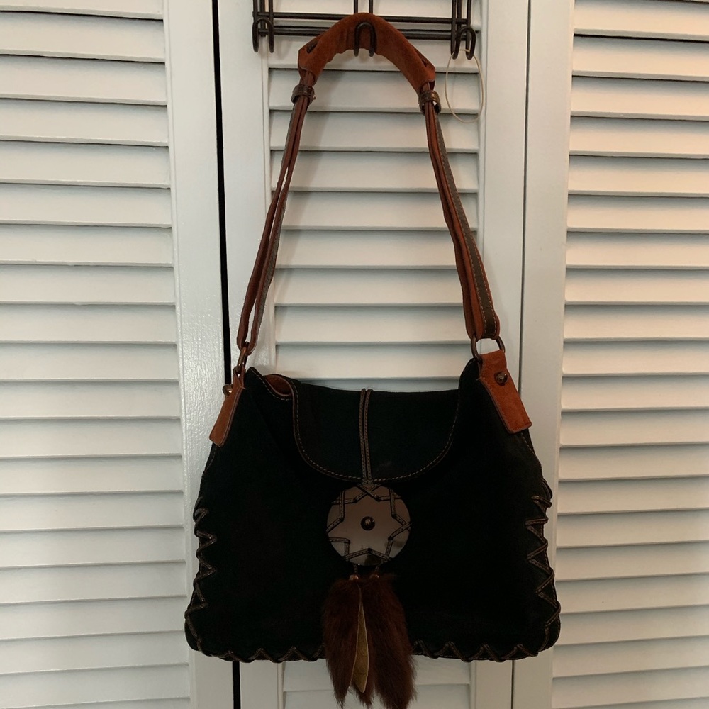 Suede Black and Rust Bag